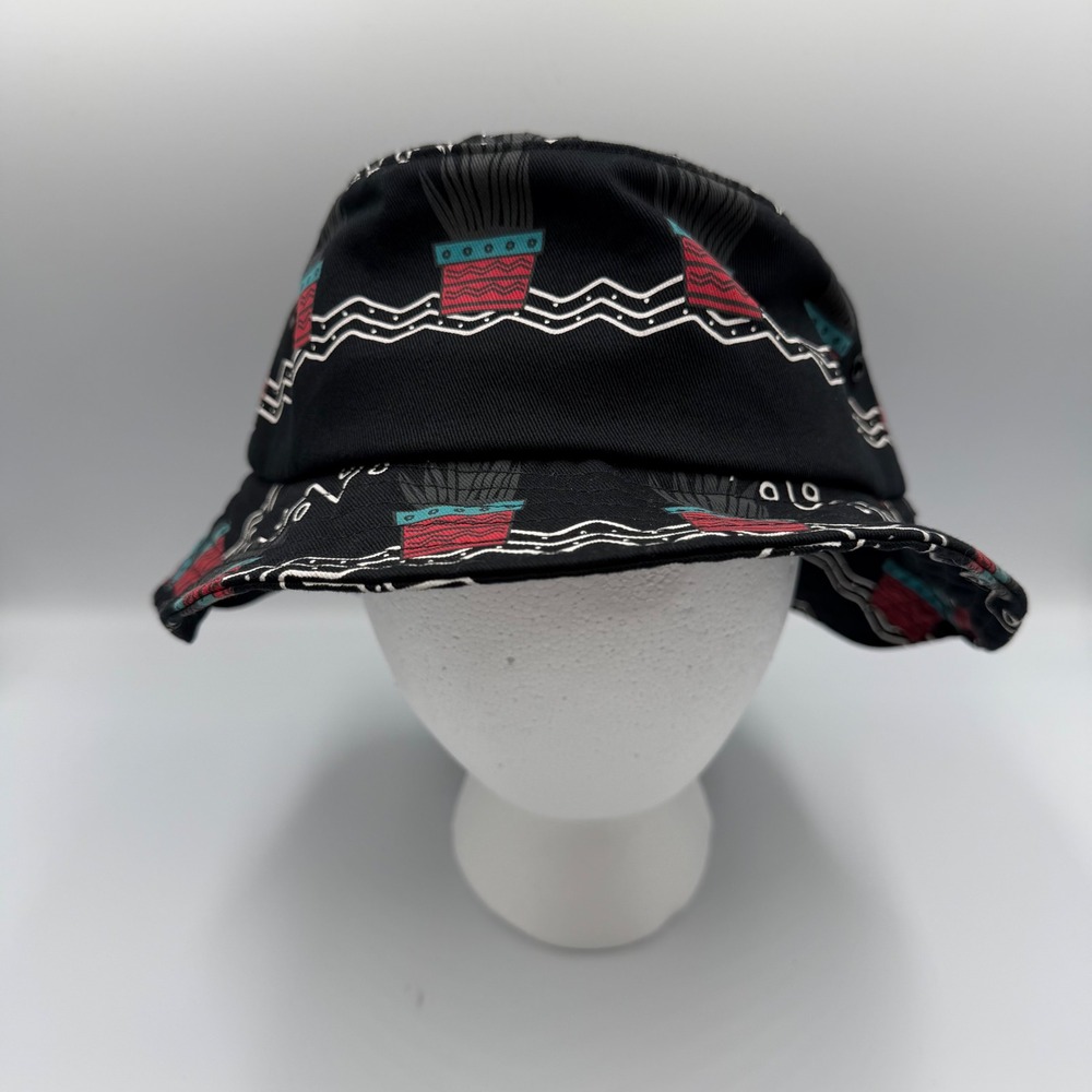 ONLY‎ NY Bucket Hat Black Graphic Potted Plant Print Made in USA Mens M/L